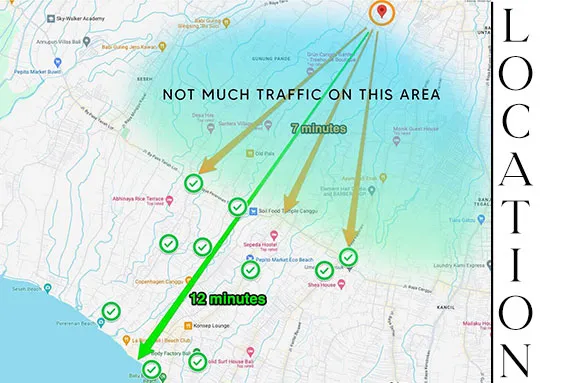 Map location of PAZ Villas in the heart of Bali